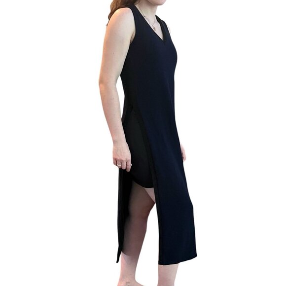 Anthropologie Postage Stamp 9H15 STCL Blue Peek a Boo Side Slits Dress XXS Soft - Picture 1 of 12